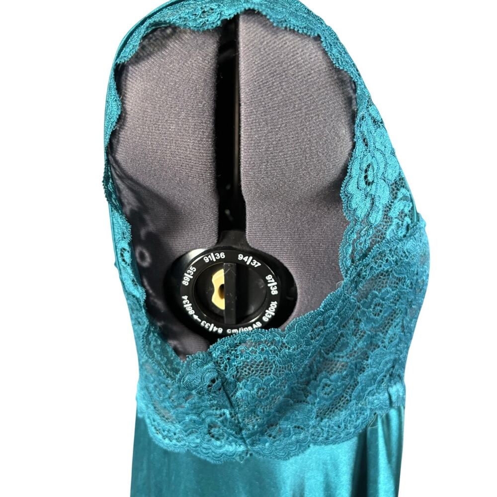 Vintage Corna Teal Satin Lace Nightgown Negligee XXXL 3X - Picture 7 of 9